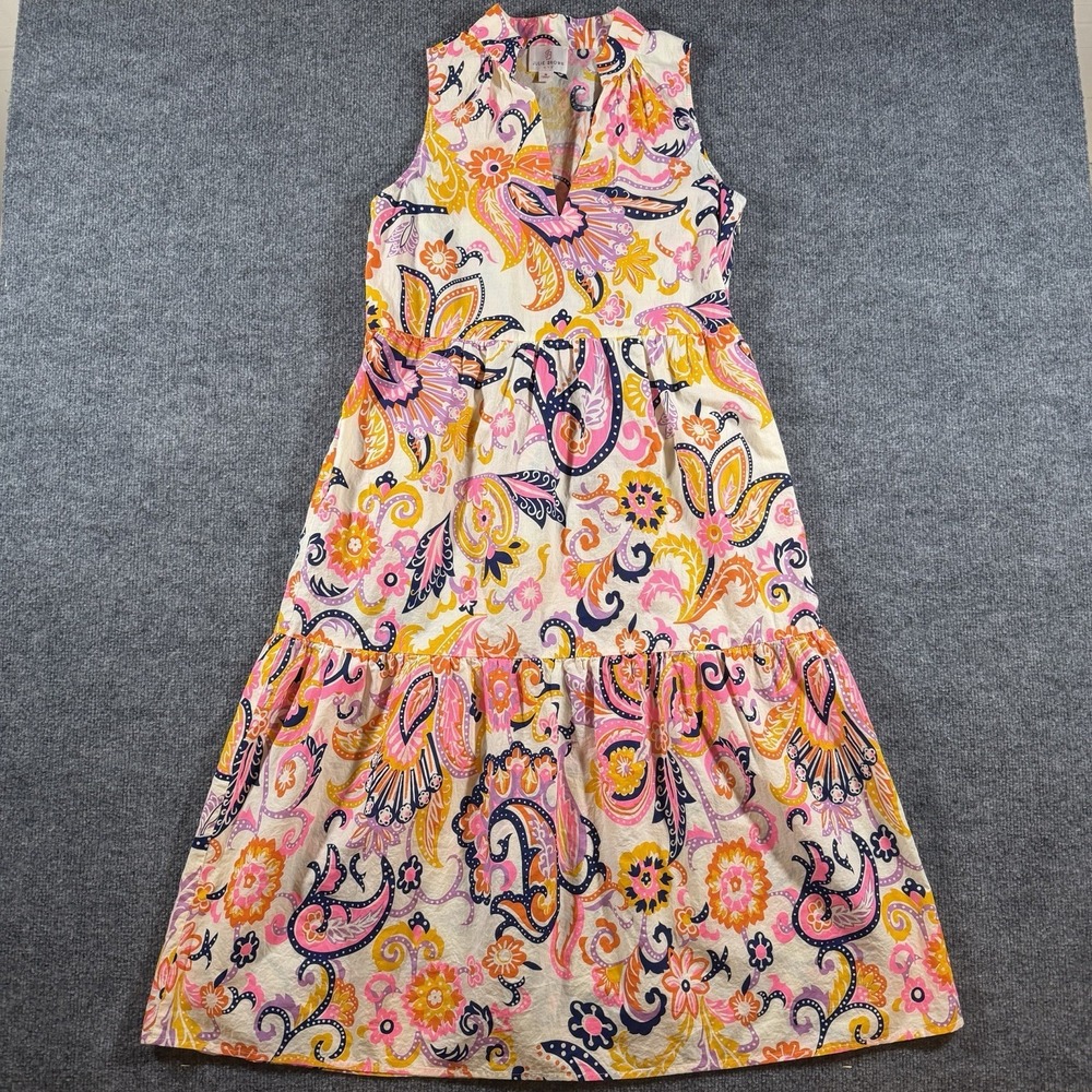 Julie Brown NYC Kaylah Ivory Paisley Midi Dress‎ Size M Chic Boho